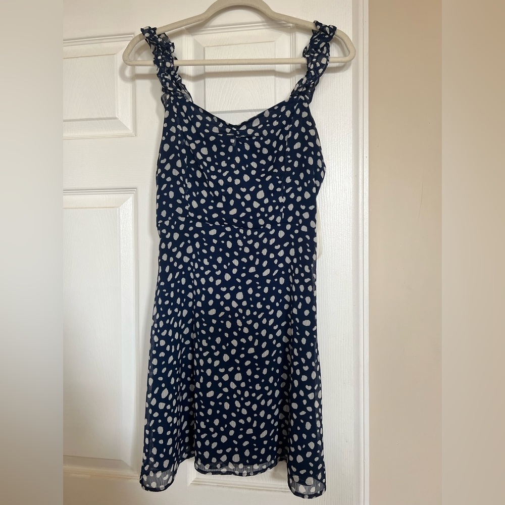 Navy polka dot mini dress